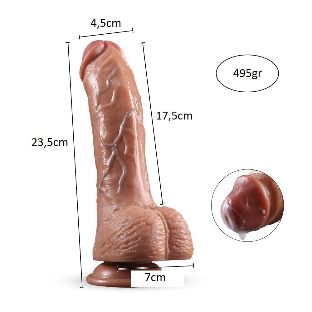 23,5 CM Yeni Nesil Özel Çift Katmanlı Yumuşak Dokulu Realistik Dildo Penis