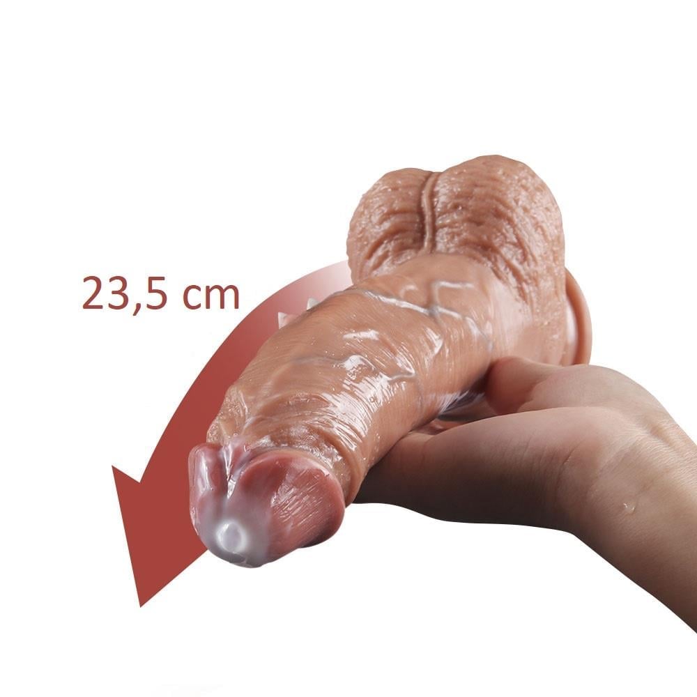 23,5 CM Yeni Nesil Özel Çift Katmanlı Yumuşak Dokulu Realistik Dildo Penis