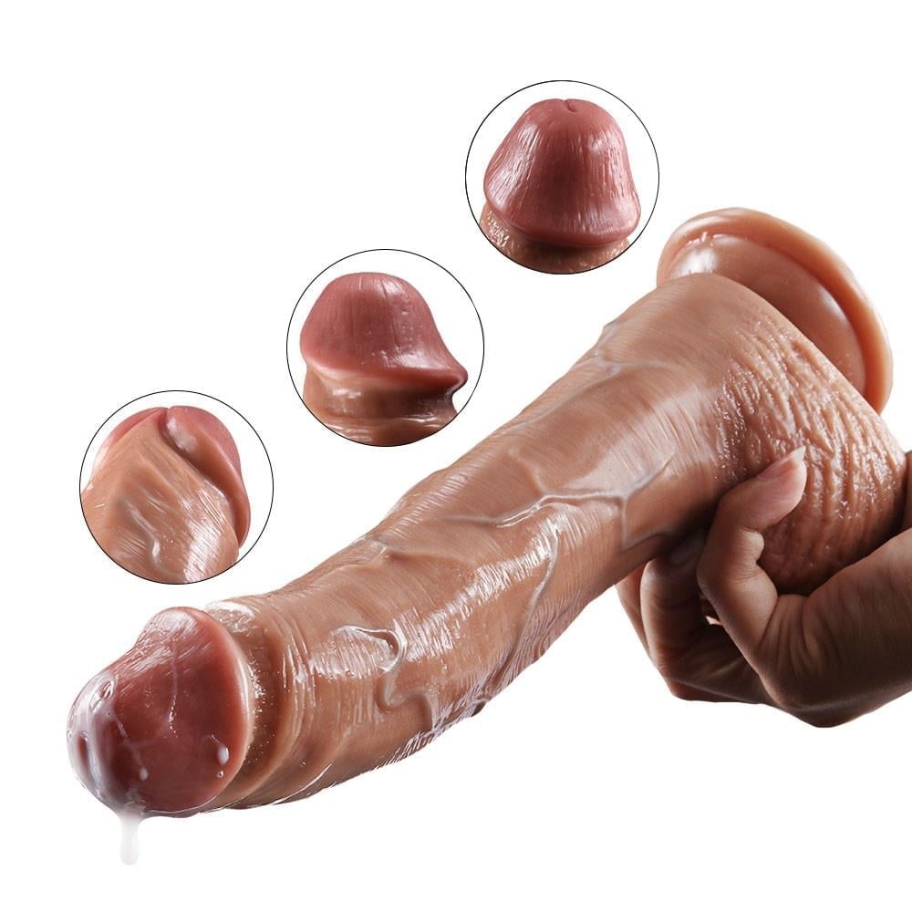 23,5 CM Yeni Nesil Özel Çift Katmanlı Yumuşak Dokulu Realistik Dildo Penis